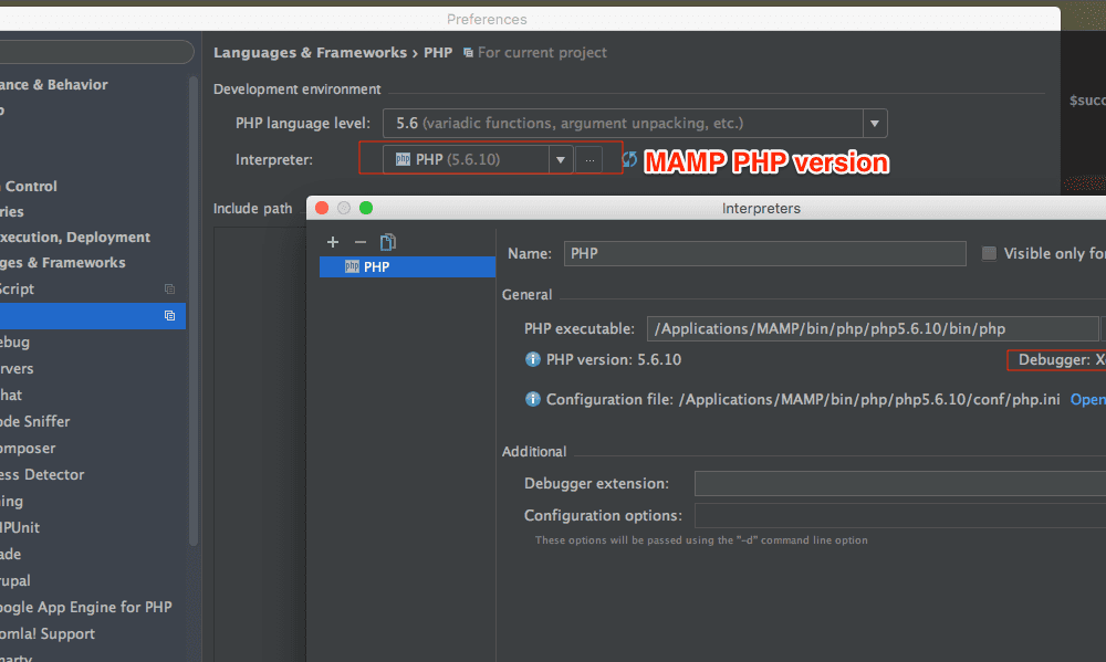 PHP Storm settings